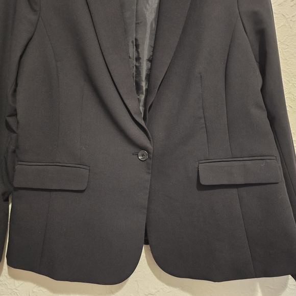 WORTHINGTON Black Womens Blazer 1 Button Closure Single Breasted Jacket Size 14 - Picture 14 of 17